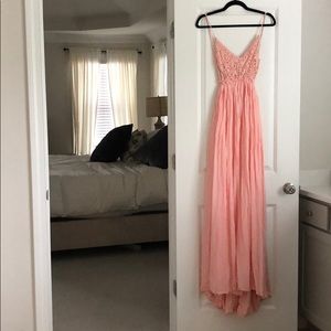 Light pink backless maxi dress